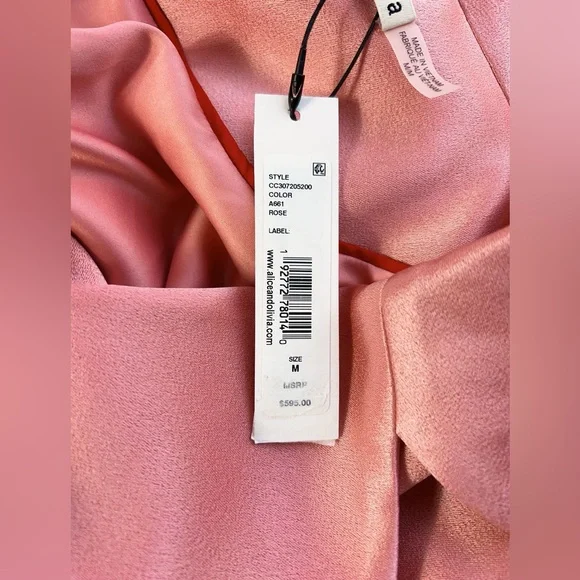 NWT $595 Alice + Olivia Karley Tie Belt Wrap Satin Blazer Coat - Picture 7 of 8